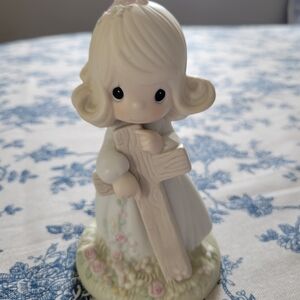 Charming Figurine with Cross - Cream and Pink